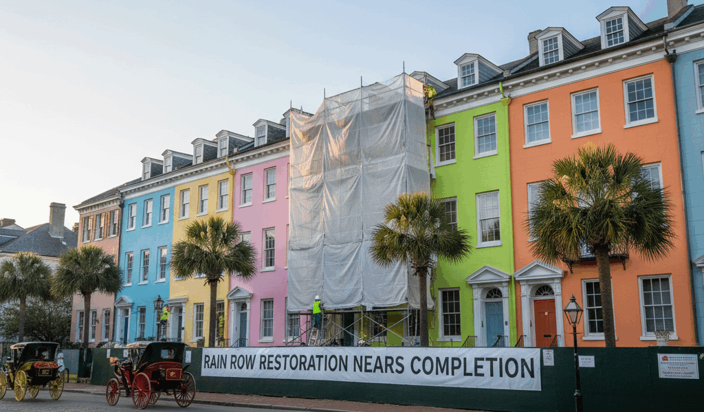 Rainbow Row Restoration Nears Completion in Charleston