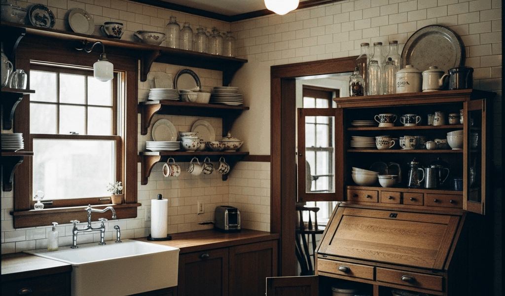 1920s craftsman kitchen with white subway tile backsplash op 20260331 084706