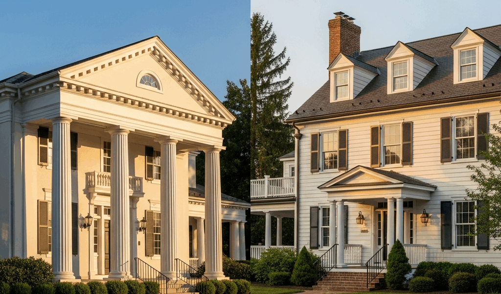 Neoclassical vs Colonial Revival Homes Compared