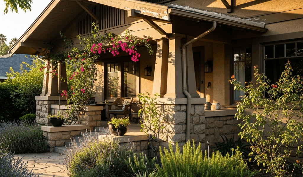beautiful Craftsman bungalow home in Pasadena California with garden